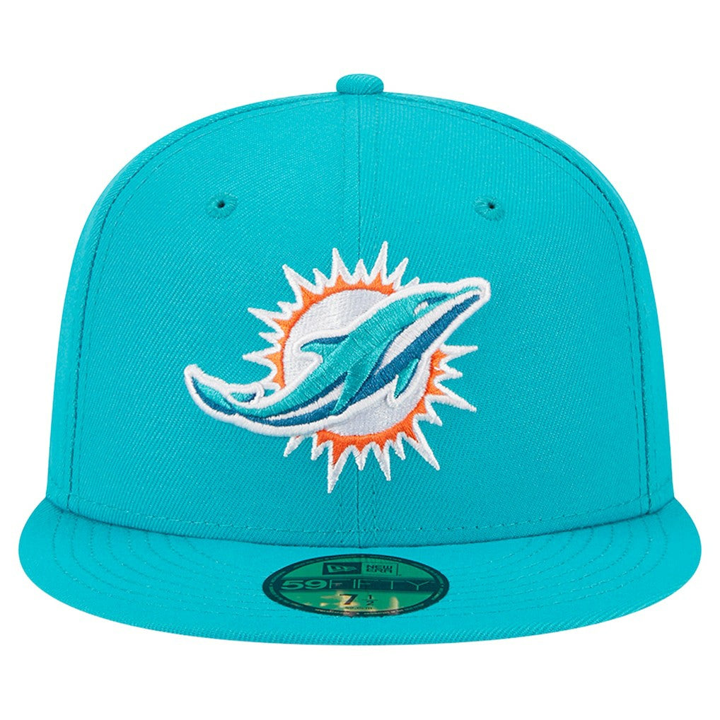 Miami Dolphins New Era Main 59FIFTY Fitted Hat - Aqua discount