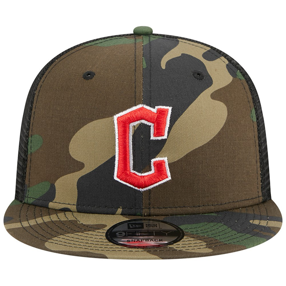 Cleveland Guardians Woodland Camo Trucker 9FIFTY Snapback Hat Camo