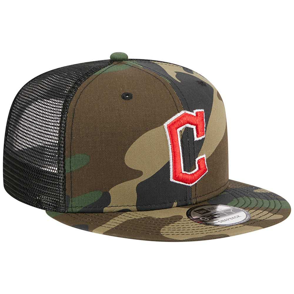 Cleveland Guardians Woodland Camo Trucker 9FIFTY Snapback Hat Camo