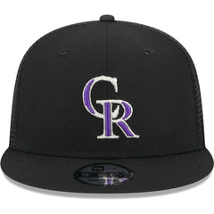 Colorado Rockies Team Color Trucker 9FIFTY Snapback Hat Black