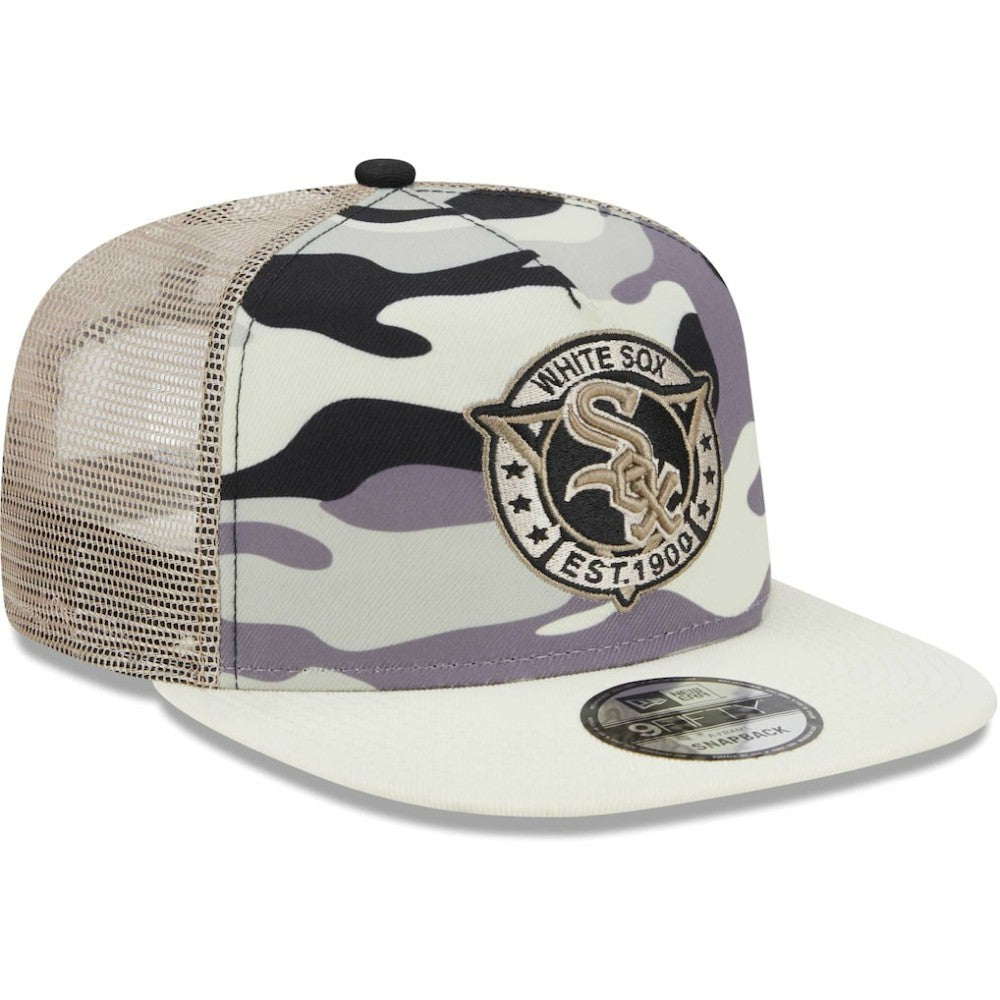 Chicago White Sox Chrome Camo A-Frame 9FIFTY Trucker Snapback Hat White