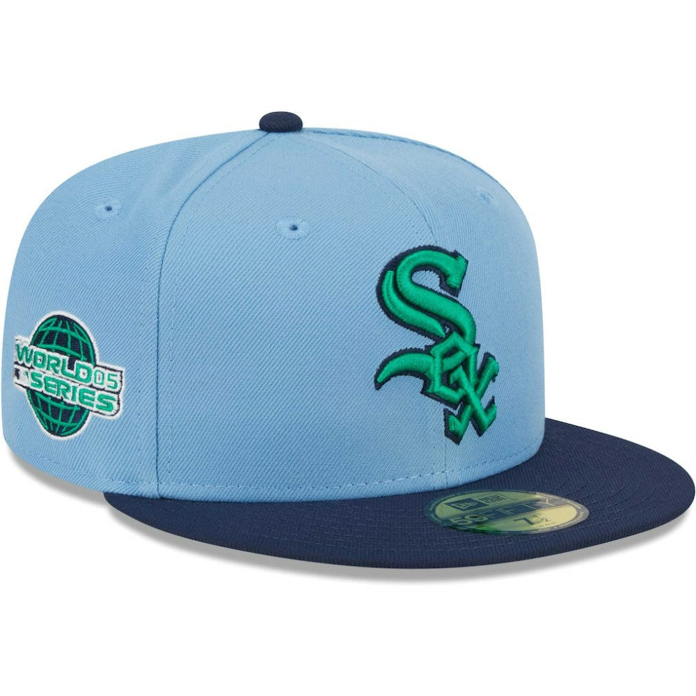 Chicago White Sox Green Undervisor 59FIFTY Fitted Hat Light Blue/Navy
