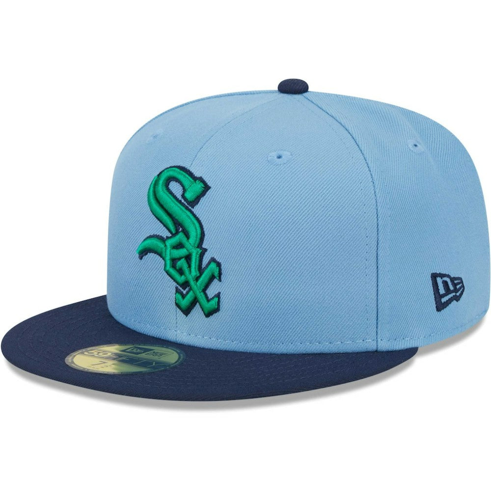 Chicago White Sox Green Undervisor 59FIFTY Fitted Hat Light Blue/Navy