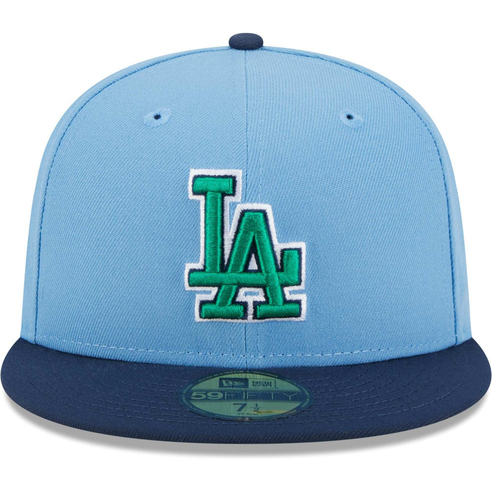 Los Angeles Dodgers Green Undervisor 59FIFTY Fitted Hat Light Blue/Navy