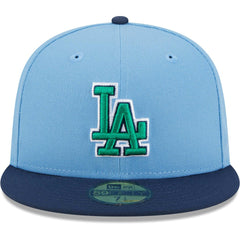 Los Angeles Dodgers Green Undervisor 59FIFTY Fitted Hat Light Blue/Navy