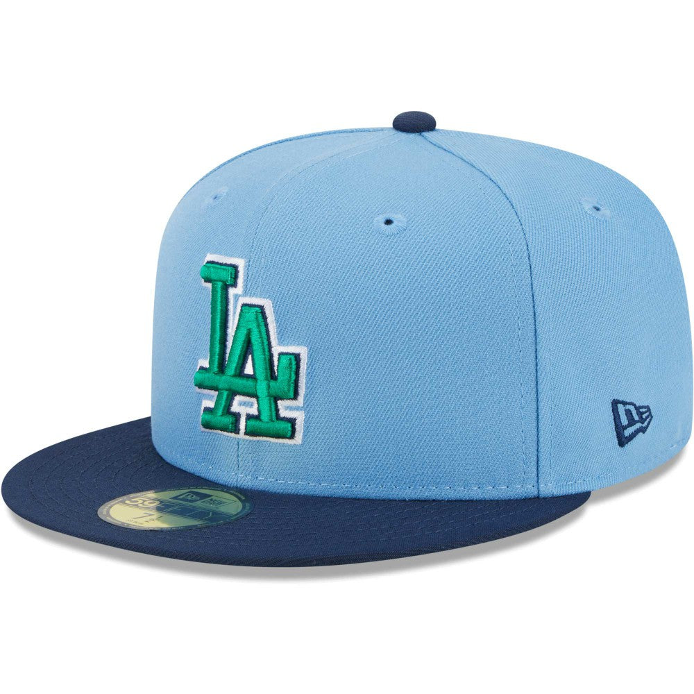 Los Angeles Dodgers Green Undervisor 59FIFTY Fitted Hat Light Blue/Navy