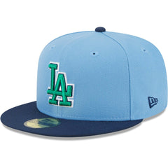 Los Angeles Dodgers Green Undervisor 59FIFTY Fitted Hat Light Blue/Navy