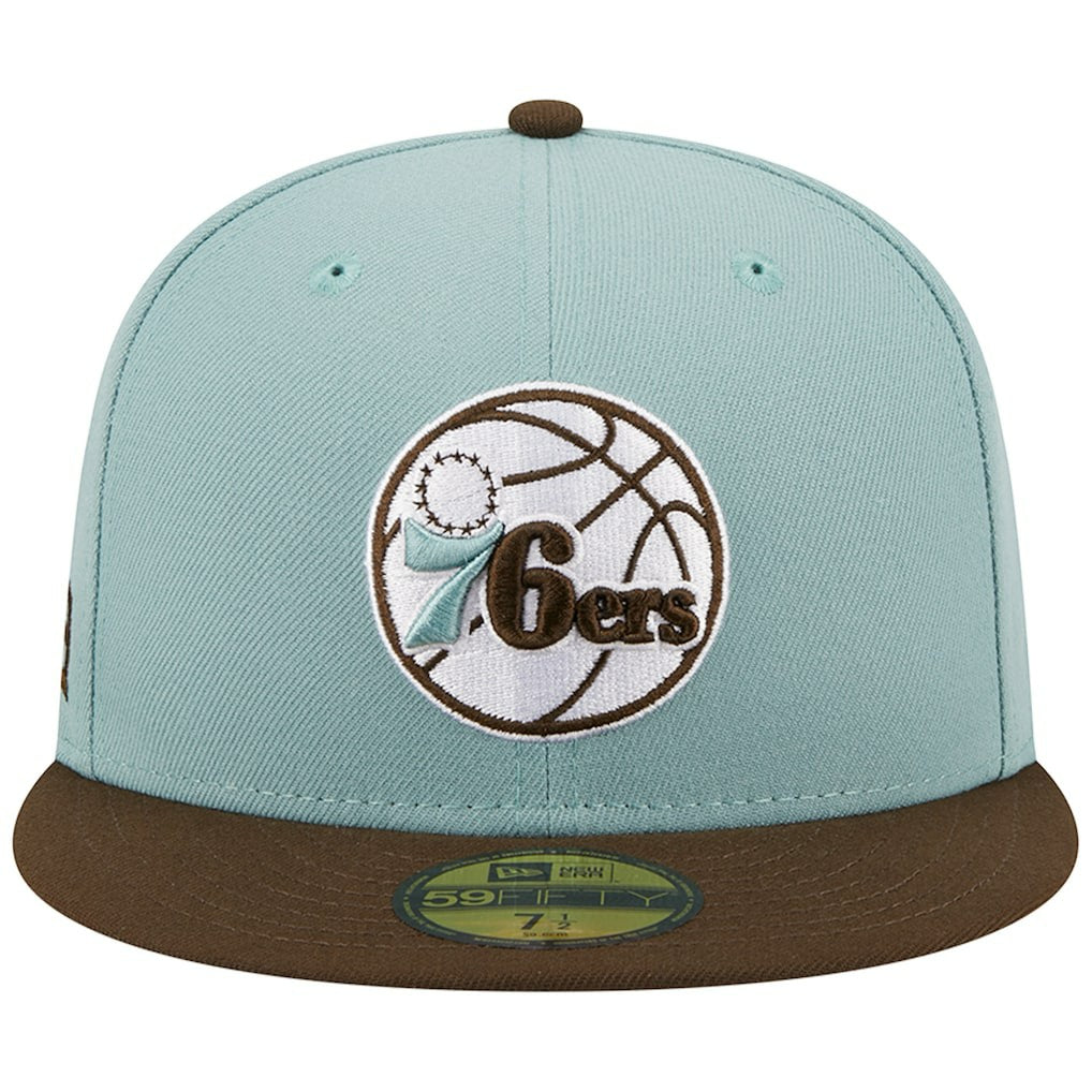 Philadelphia 76ers Two-Tone 59FIFTY Fitted Hat - Light Blue/Brown shop