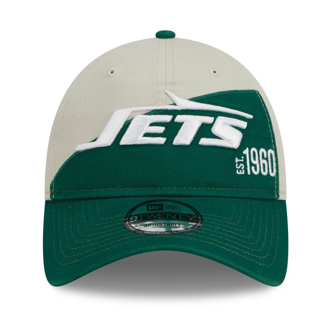 New York Jets New Era 2023 Sideline Historic 9TWENTY Adjustable Hat - Cream/Green outlet