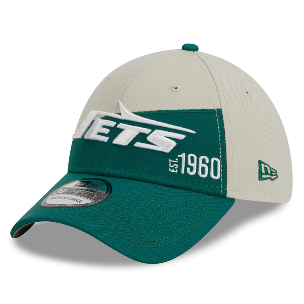 New York Jets New Era 2023 Sideline Historic 39THIRTY Flex Hat - Cream/Kelly Green outlet