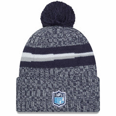 Tennessee Titans New Era Youth 2023 Sideline Cuffed Knit Hat With Pom - Navy for sale