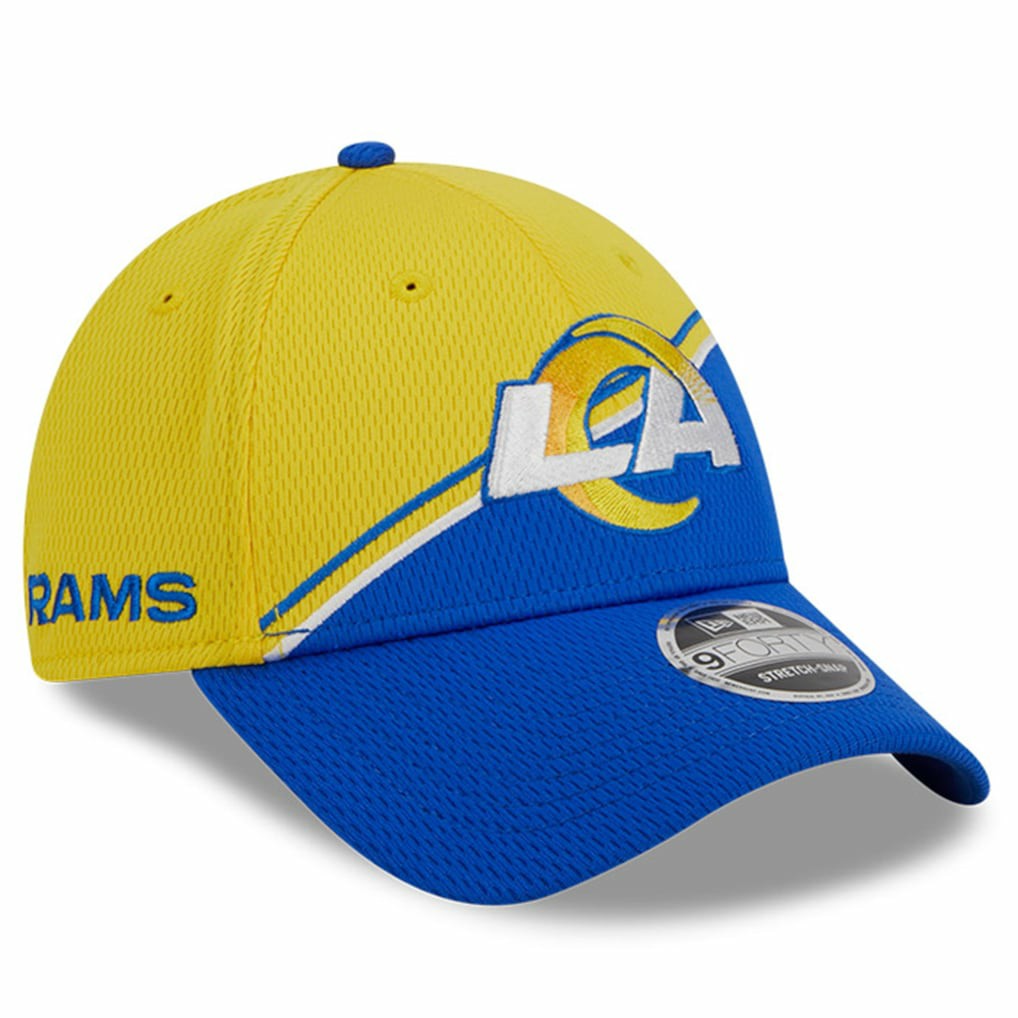 Los Angeles Rams New Era 2023 Sideline 9FORTY Adjustable Hat - Gold/Royal online