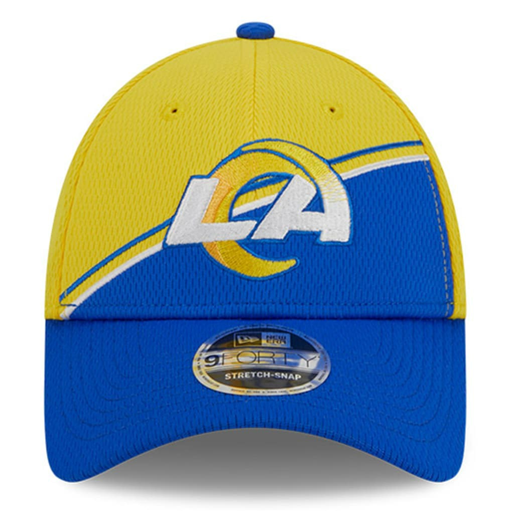 Los Angeles Rams New Era 2023 Sideline 9FORTY Adjustable Hat - Gold/Royal online
