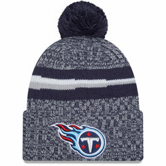 Tennessee Titans New Era 2023 Sideline Cuffed Knit Hat With Pom - Navy for sale