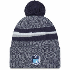 Tennessee Titans New Era 2023 Sideline Cuffed Knit Hat With Pom - Navy for sale