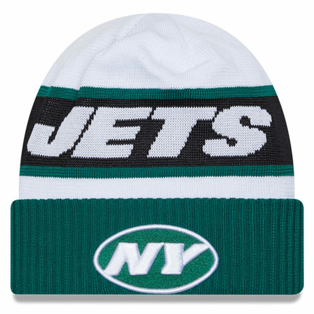 New York Jets New Era 2023 Sideline Tech Cuffed Knit Hat - White/Green online