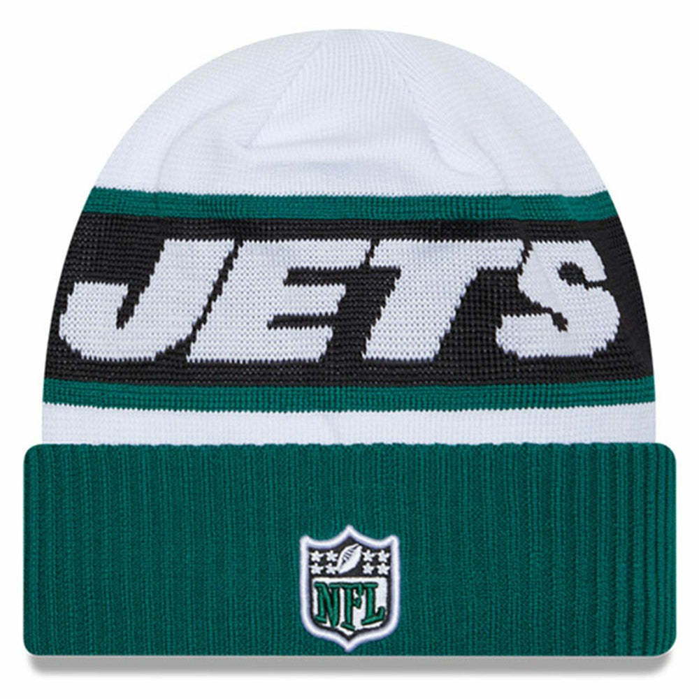 New York Jets New Era 2023 Sideline Tech Cuffed Knit Hat - White/Green online