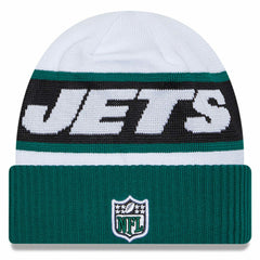 New York Jets New Era 2023 Sideline Tech Cuffed Knit Hat - White/Green online