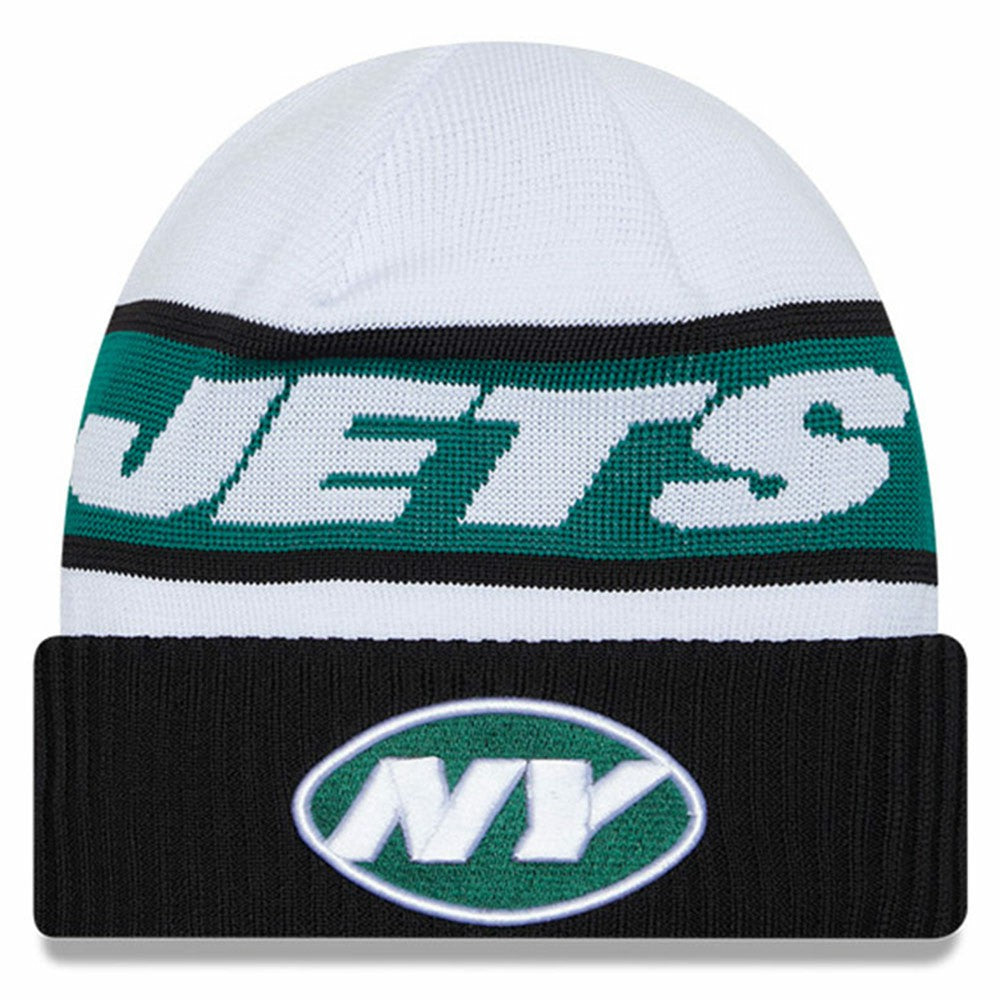 New York Jets New Era 2023 Sideline Tech Cuffed Knit Hat - White/Black outlet