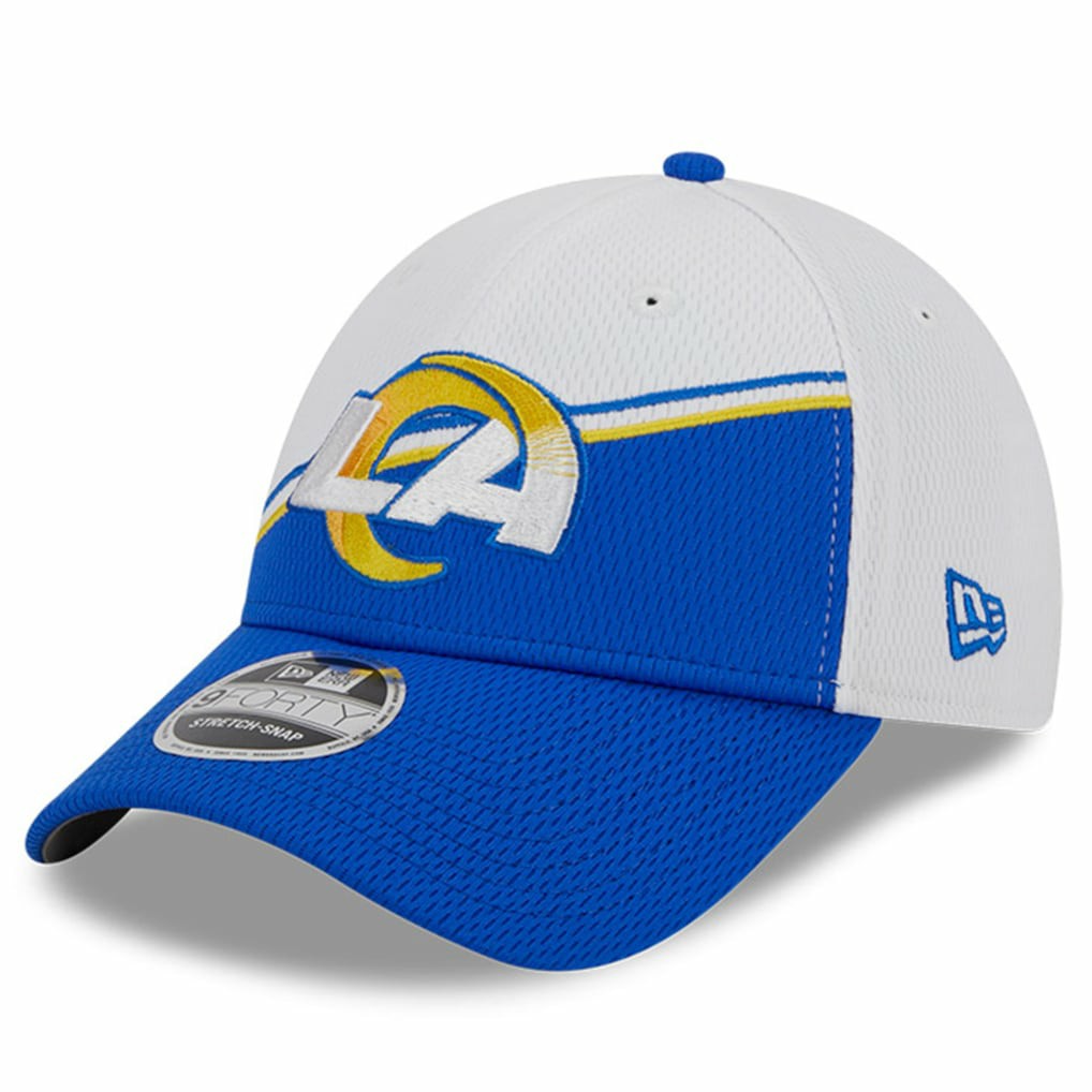 Los Angeles Rams New Era 2023 Sideline 9FORTY Adjustable Hat - White/Royal discount