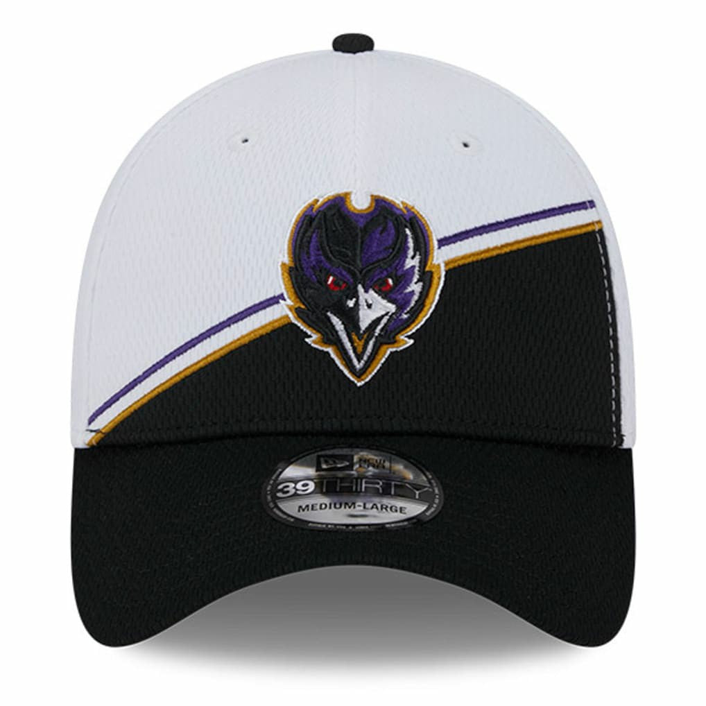 Baltimore Ravens New Era 2023 Sideline 39THIRTY Flex Hat - White/Black cheap