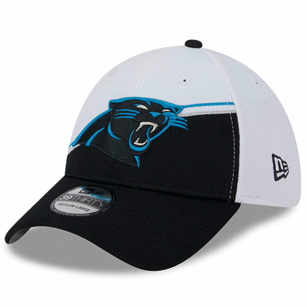 Carolina Panthers New Era 2023 Sideline 39THIRTY Flex Hat - White/Black cheap