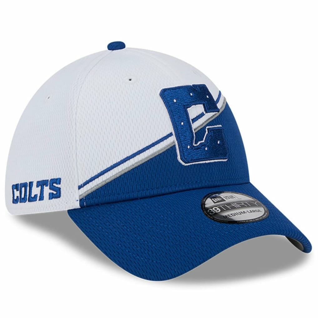 Indianapolis Colts New Era 2023 Sideline 39THIRTY Flex Hat - White/Royal on sale