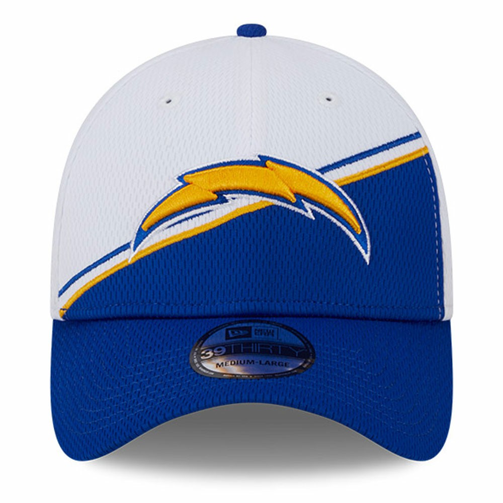 Los Angeles Chargers New Era 2023 Sideline 39THIRTY Flex Hat - White/Blue cheap