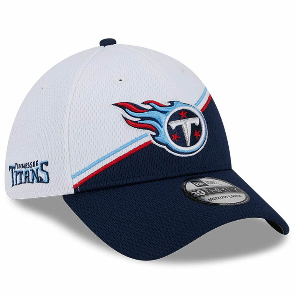 Tennessee Titans New Era 2023 Sideline 39THIRTY Flex Hat - White/Navy on sale