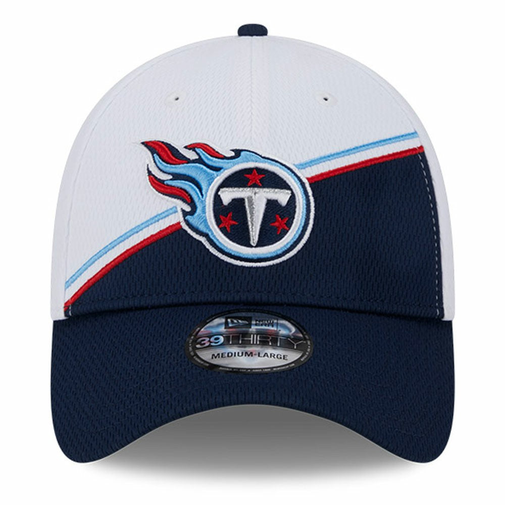 Tennessee Titans New Era 2023 Sideline 39THIRTY Flex Hat - White/Navy on sale