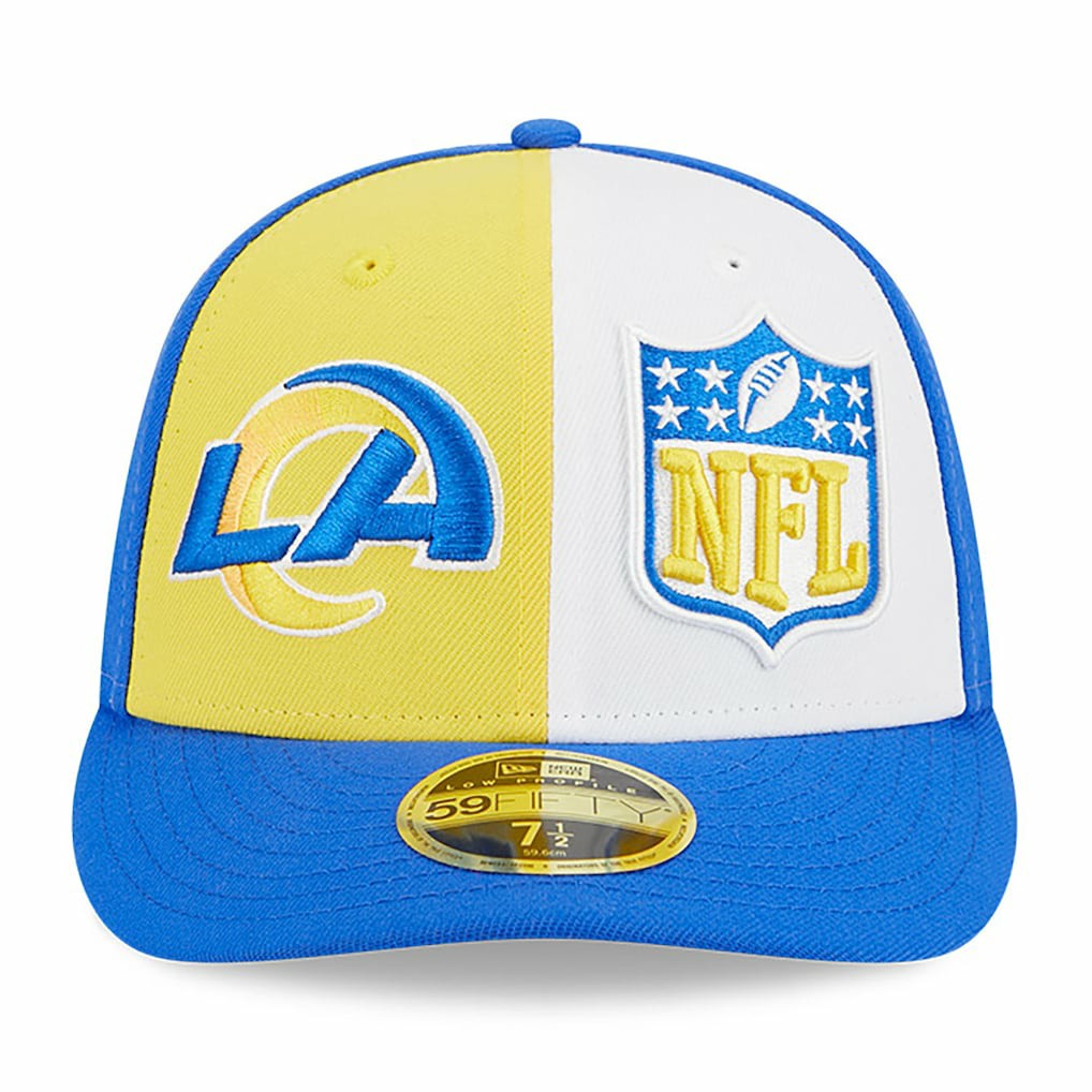 Los Angeles Rams New Era 2023 Sideline Low Profile 59FIFTY Fitted Hat - Yellow/Royal online