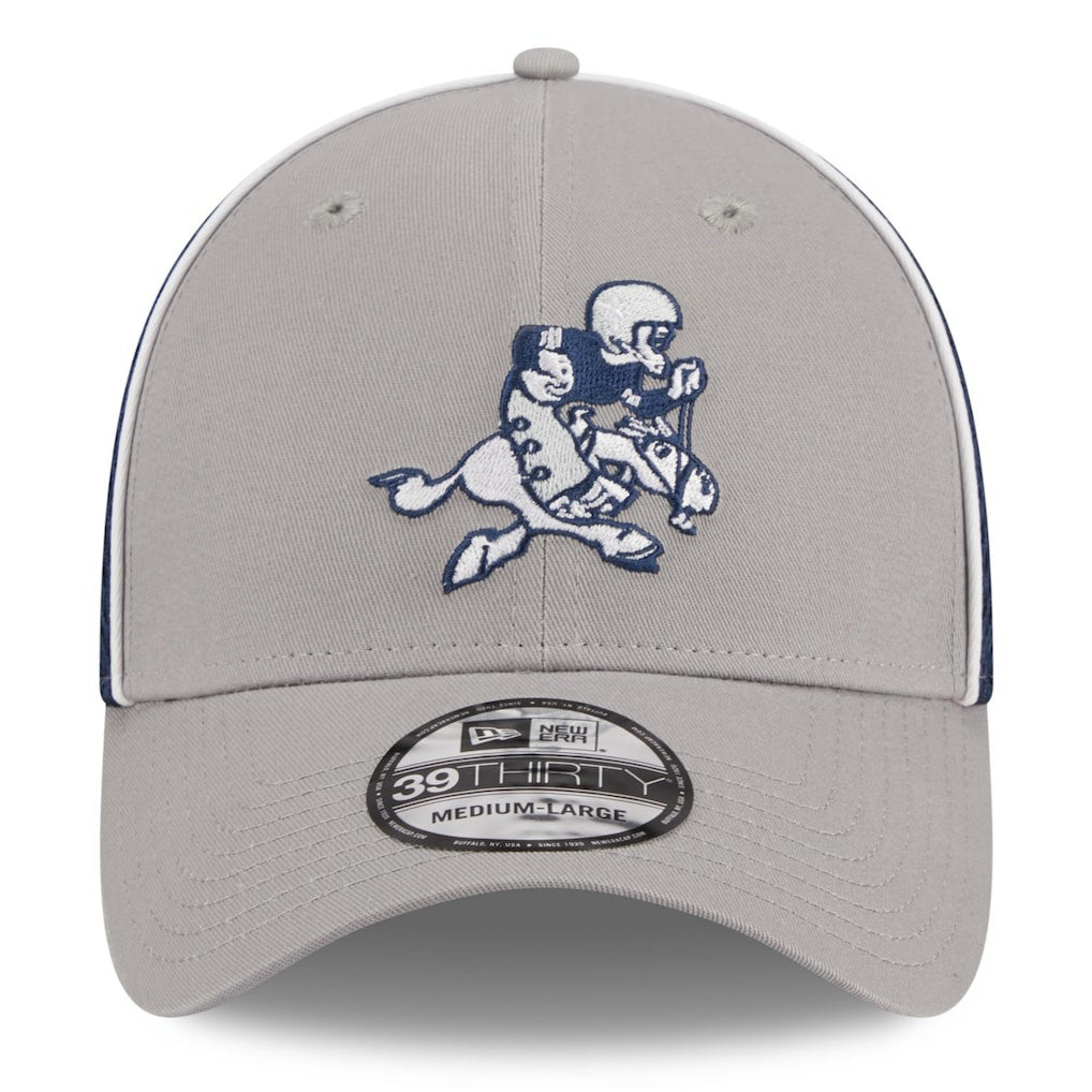 Dallas Cowboys New Era Pipe Retro Joe 39THIRTY Flex Hat - Silver/Navy for sale