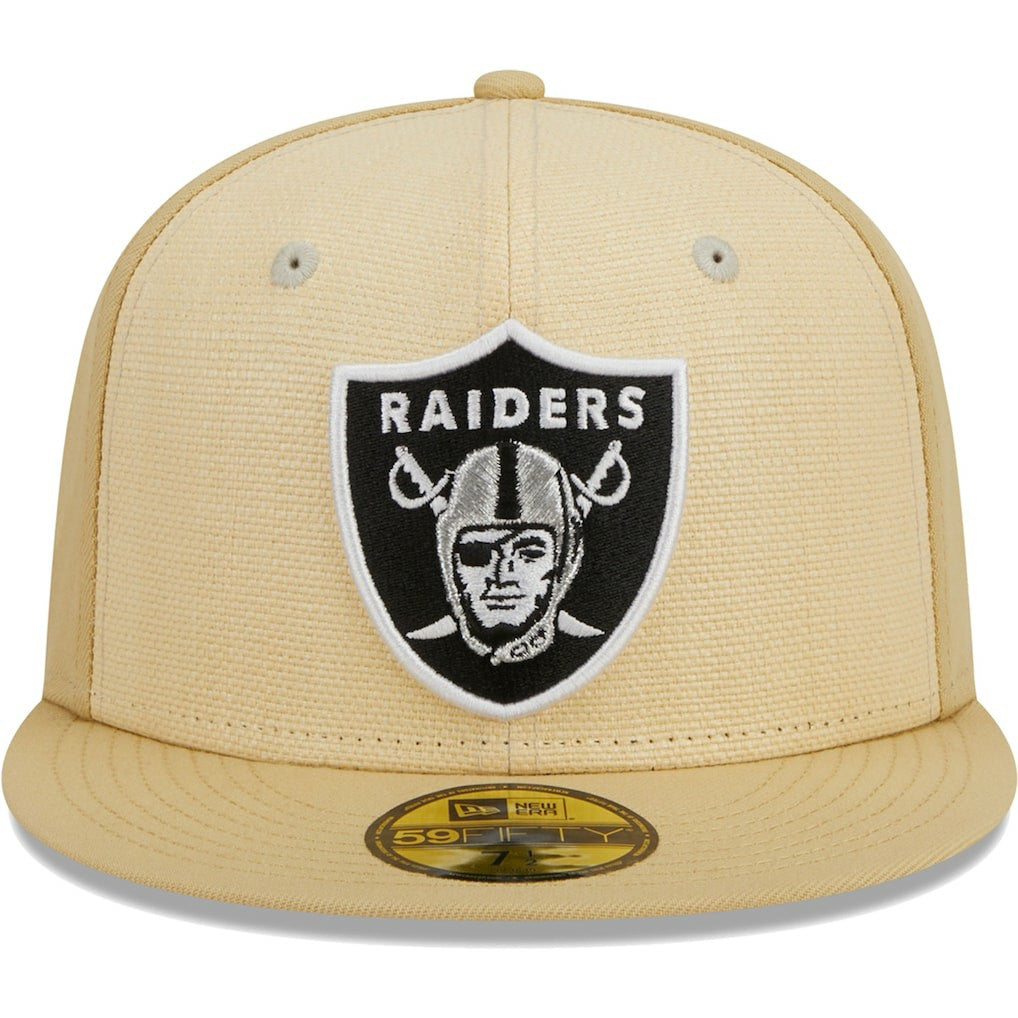 Las Vegas Raiders New Era Raffia Front 59FIFTY Fitted Hat - Khaki online