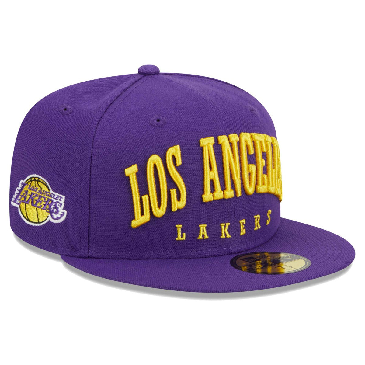 Los Angeles Lakers Big Arch Text 59FIFTY Fitted Hat - Purple on sale