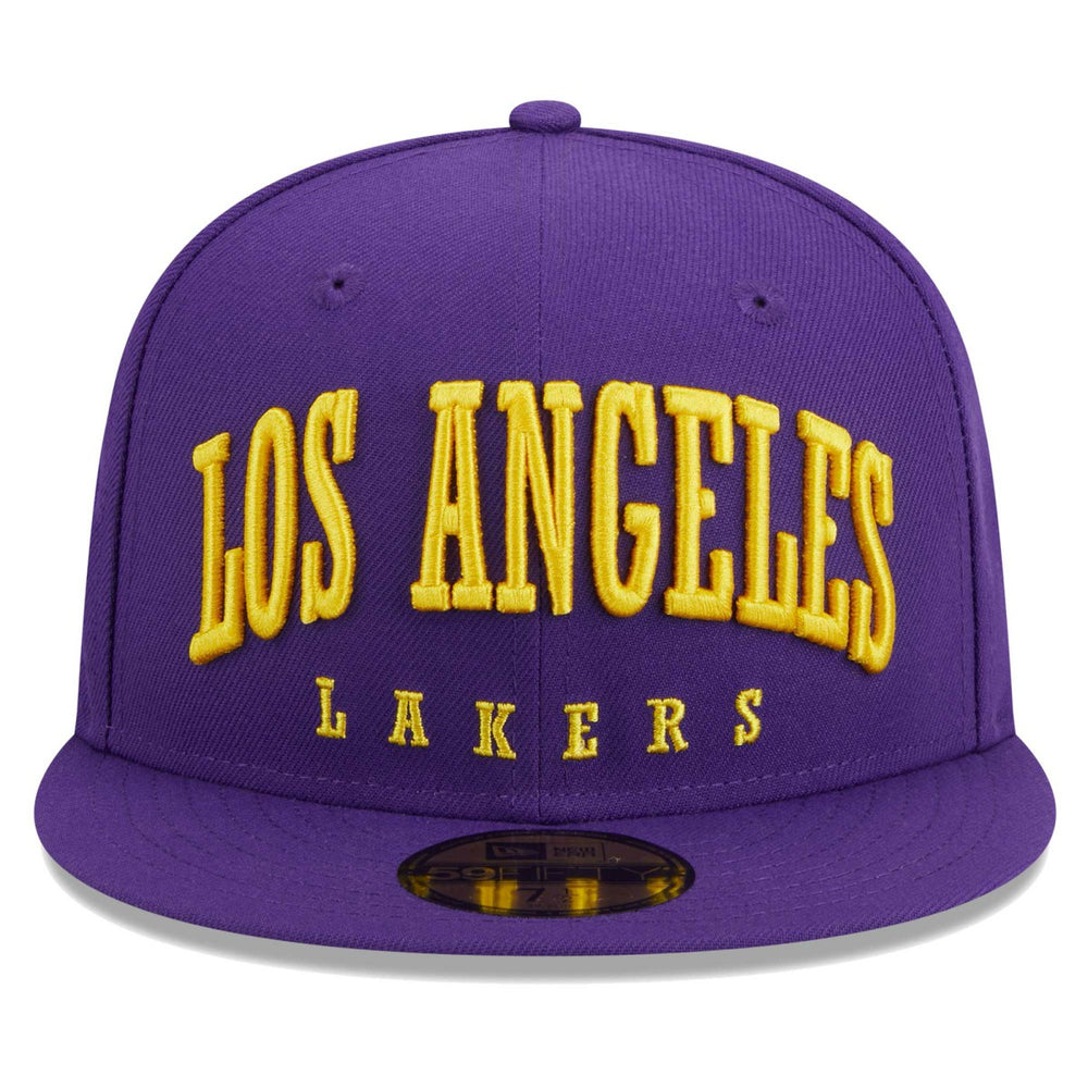 Los Angeles Lakers Big Arch Text 59FIFTY Fitted Hat - Purple on sale