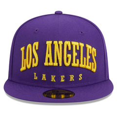 Los Angeles Lakers Big Arch Text 59FIFTY Fitted Hat - Purple on sale
