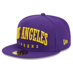 Los Angeles Lakers Big Arch Text 59FIFTY Fitted Hat - Purple on sale