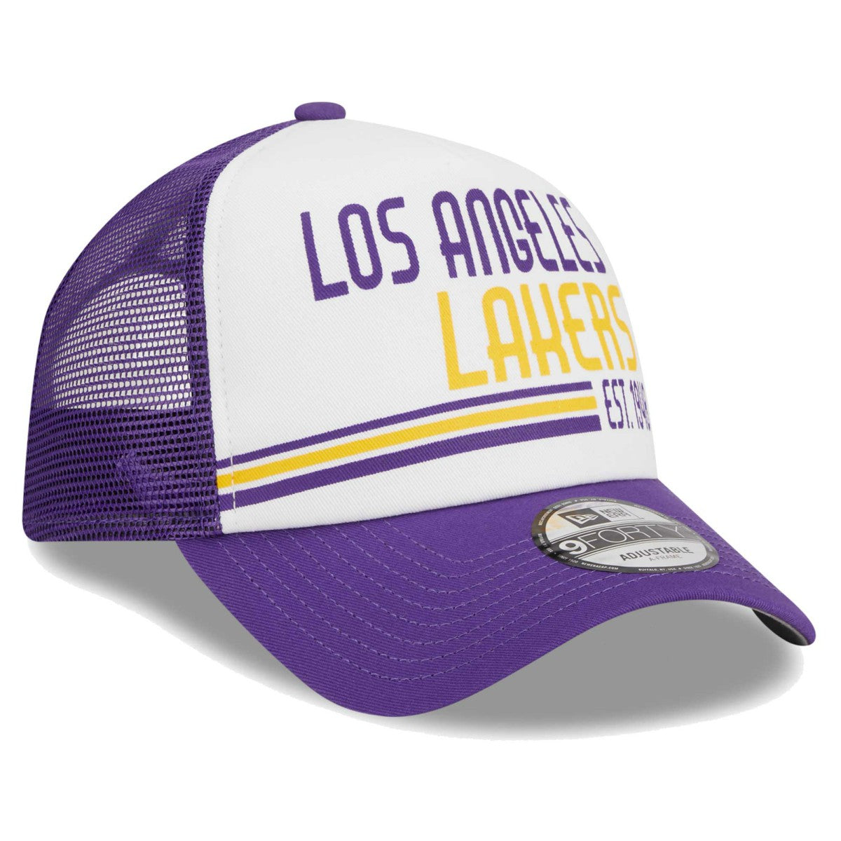 Los Angeles Lakers Lift Pass Foam Front Trucker 9FORTY Adjustable Hat - White online