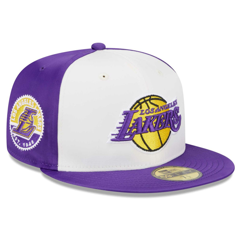 Los Angeles Lakers Throwback Satin 59FIFTY Fitted Hat - White online