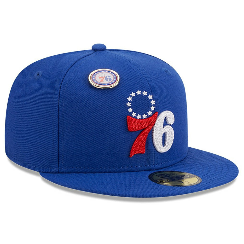 Philadelphia 76ers Chainstitch Logo Pin 59FIFTY Fitted Hat - Royal on sale