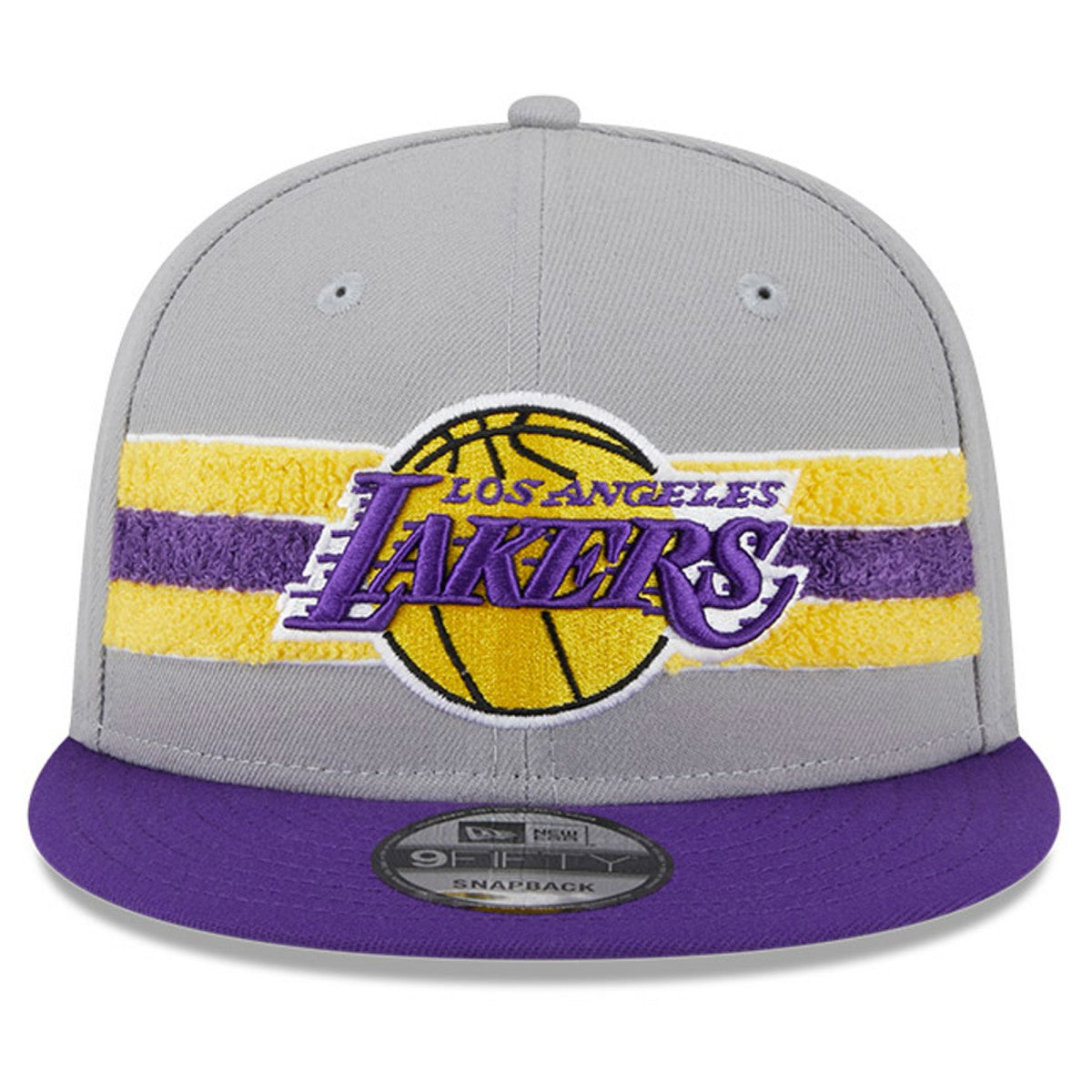 Los Angeles Lakers Chenille Band 9FIFTY Snapback Hat - Gray shop