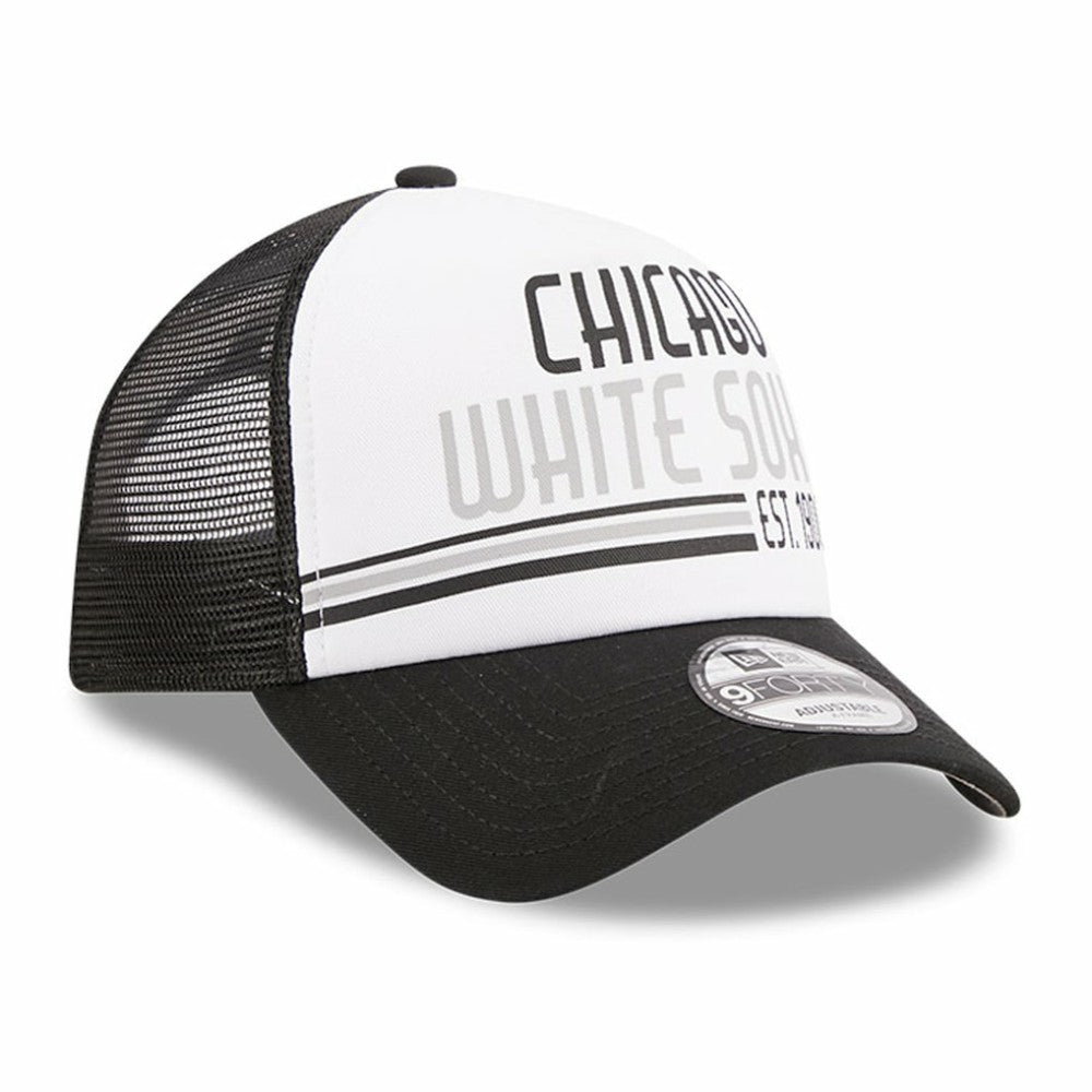 Chicago White Sox Stacked A-Frame Trucker 9FORTY Adjustable Hat White/Black