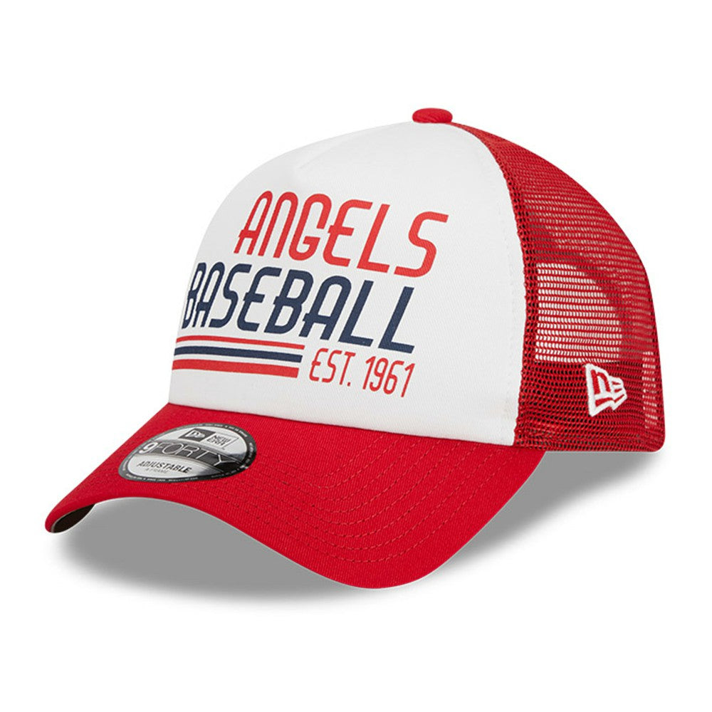 Los Angeles Angels Stacked A-Frame Trucker 9FORTY Adjustable Hat White/Red