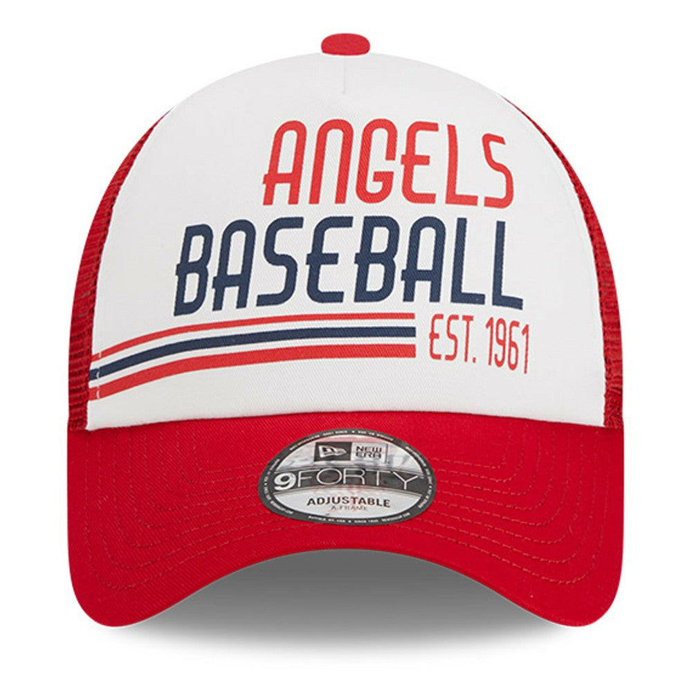 Los Angeles Angels Stacked A-Frame Trucker 9FORTY Adjustable Hat White/Red