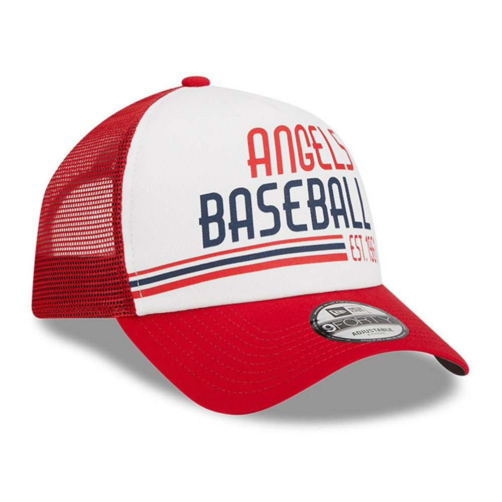 Los Angeles Angels Stacked A-Frame Trucker 9FORTY Adjustable Hat White/Red