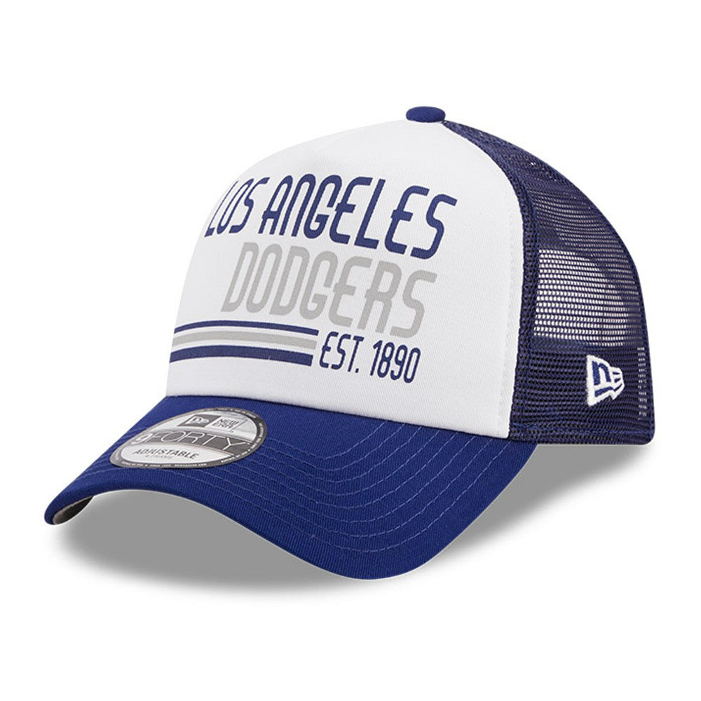 Los Angeles Dodgers Stacked A-Frame Trucker 9FORTY Adjustable Hat White/Royal