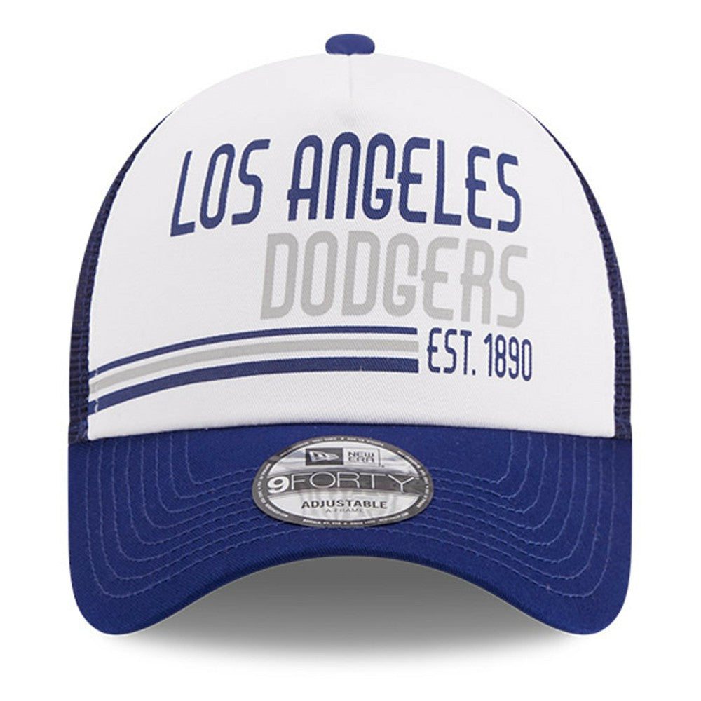 Los Angeles Dodgers Stacked A-Frame Trucker 9FORTY Adjustable Hat White/Royal