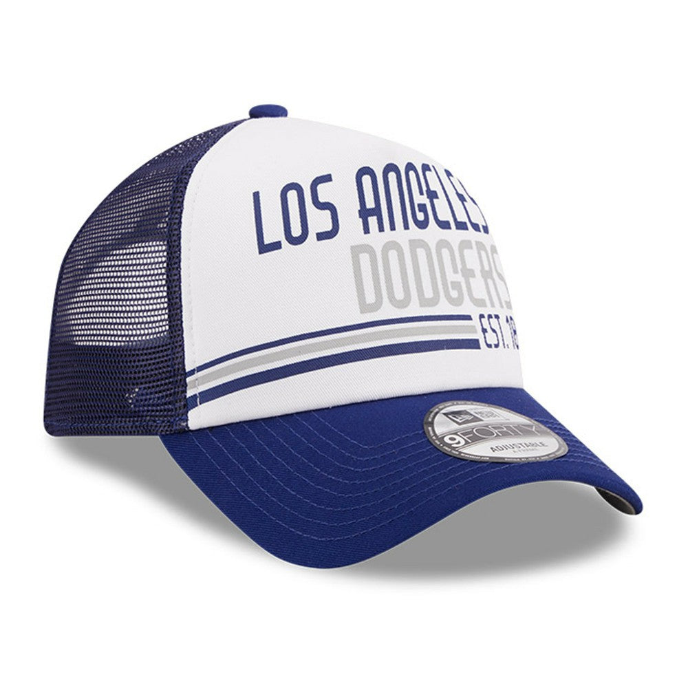 Los Angeles Dodgers Stacked A-Frame Trucker 9FORTY Adjustable Hat White/Royal