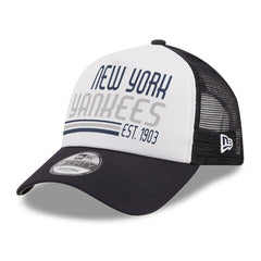 New York Yankees Stacked A-Frame Trucker 9FORTY Adjustable Hat White/Navy