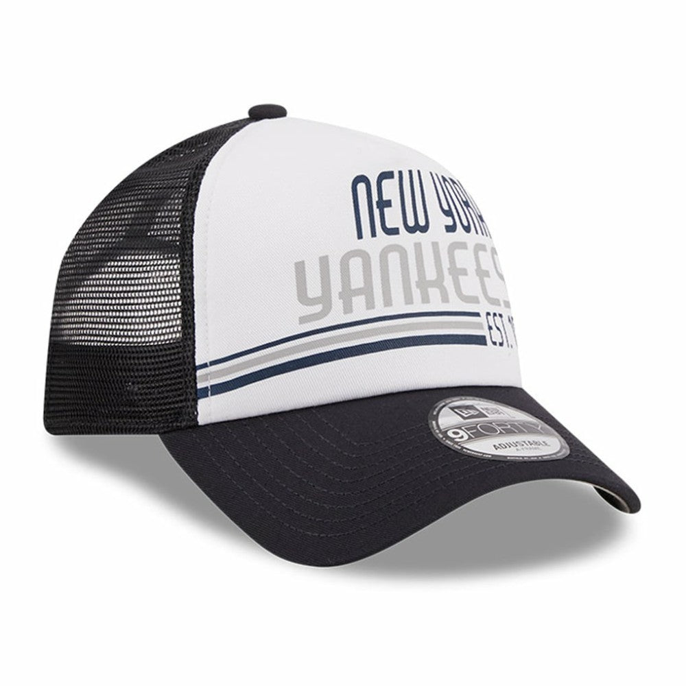 New York Yankees Stacked A-Frame Trucker 9FORTY Adjustable Hat White/Navy